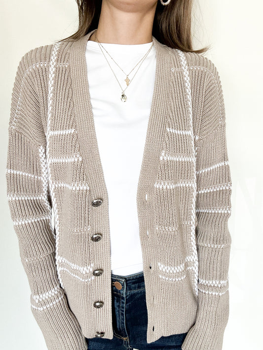 Light Taupe Plaid Cardigan