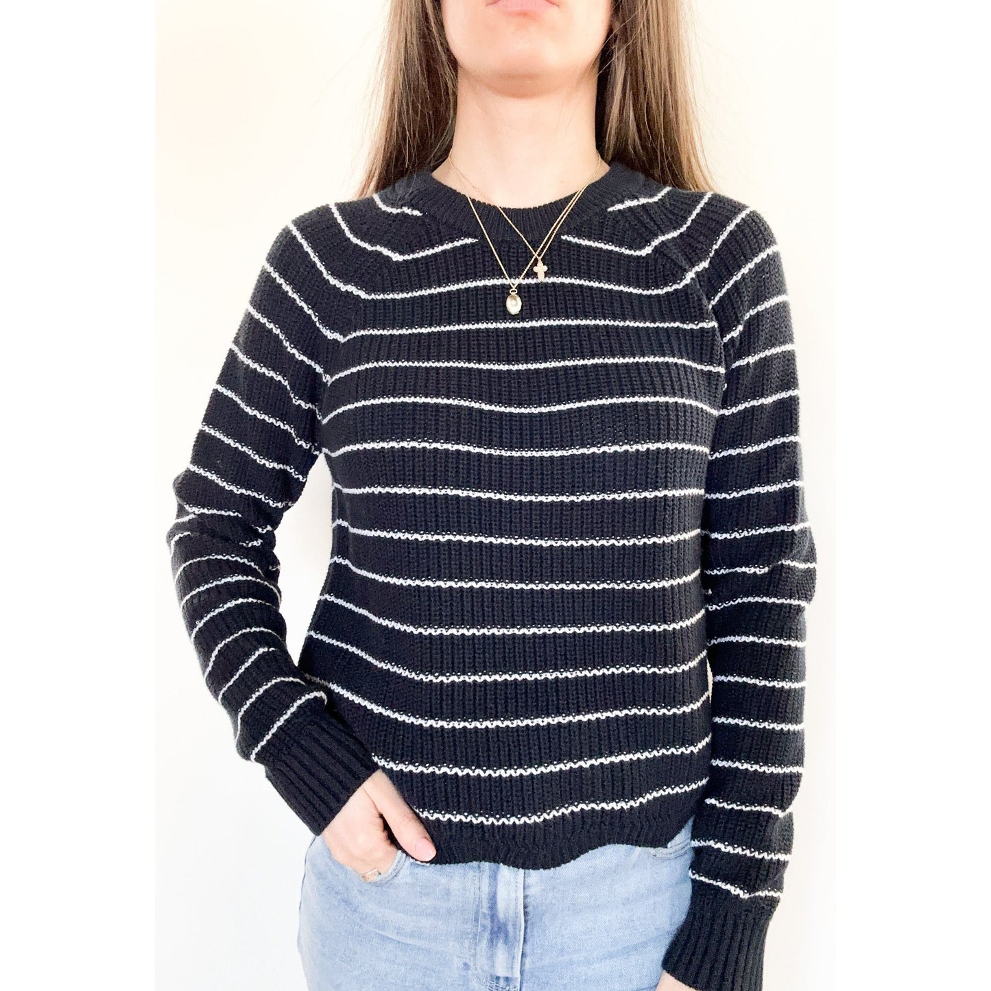 Navy/White Striped Sweater