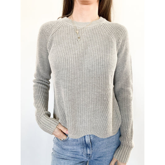 Grey Scallop Hem Sweater
