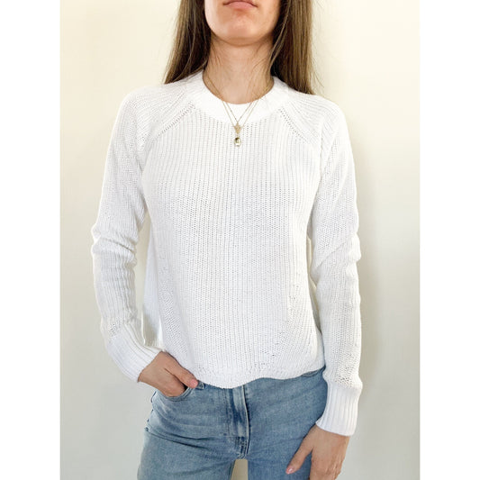 White Scallop Hem Sweater