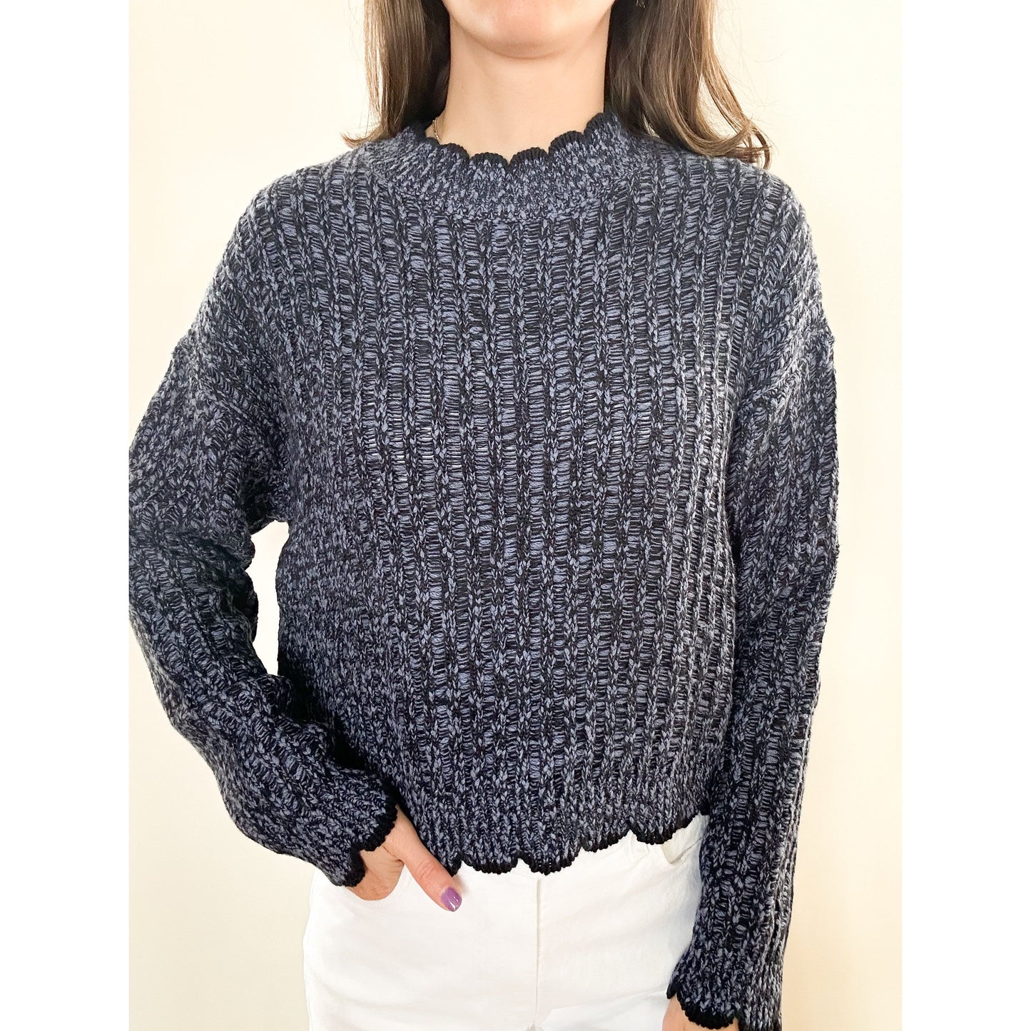 Navy/Blue Ladder Knit Sweater