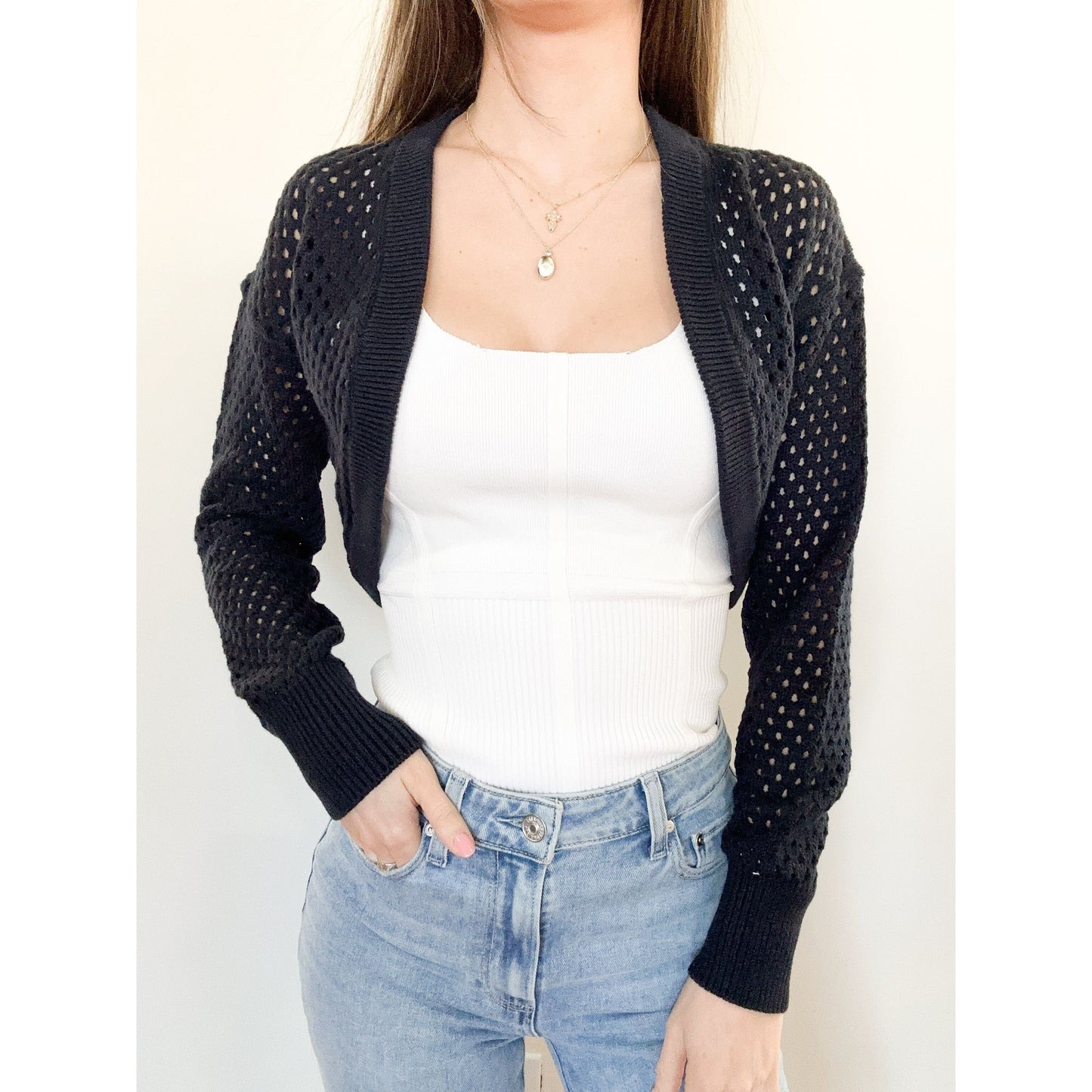 Navy Mesh Shrug