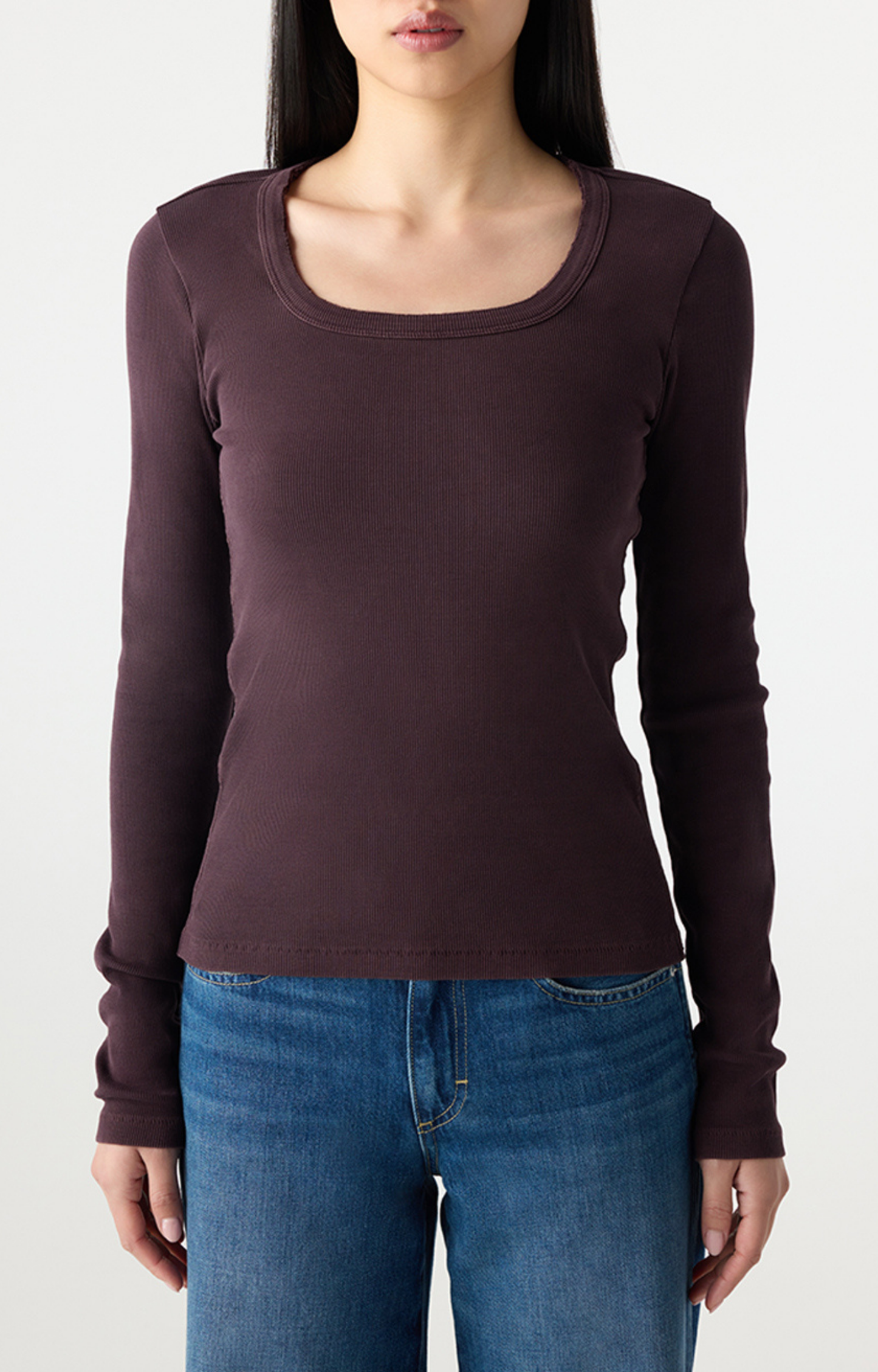Auberine Square Neck Long Sleeve