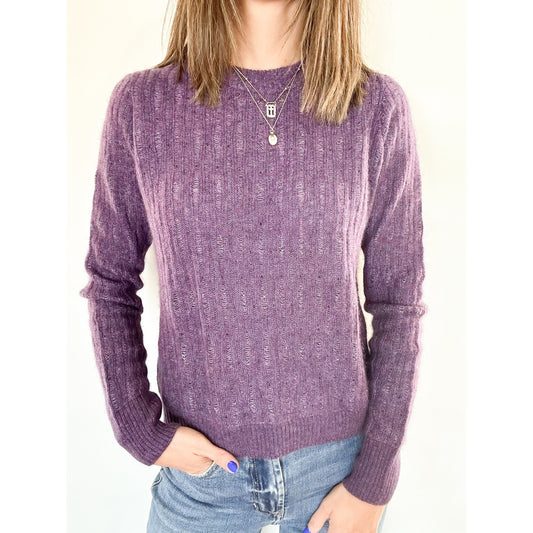 Purple Ladder Stitch Cashmere/Silk Sweater