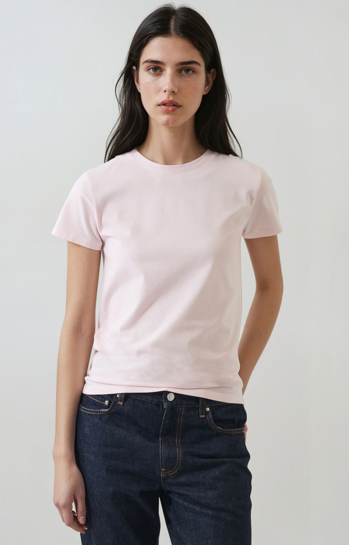 Baby Pink Fitted Crew T-Shirt