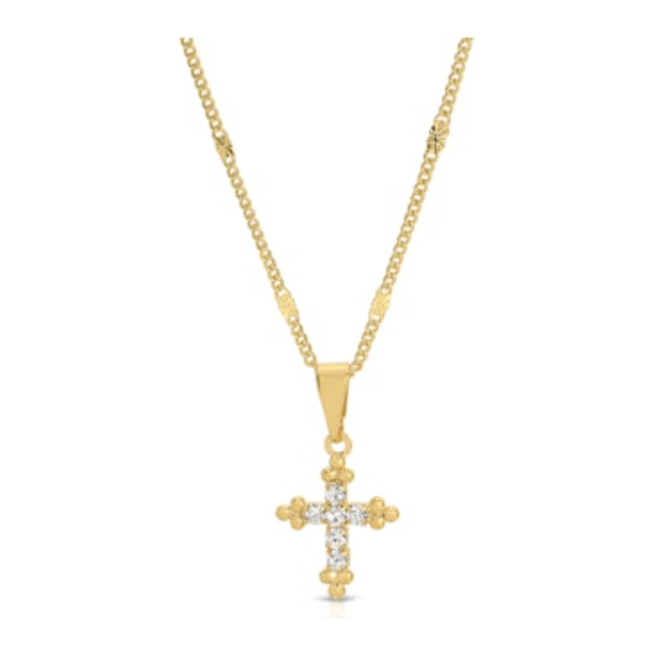 Gold Crystal Cross Necklace