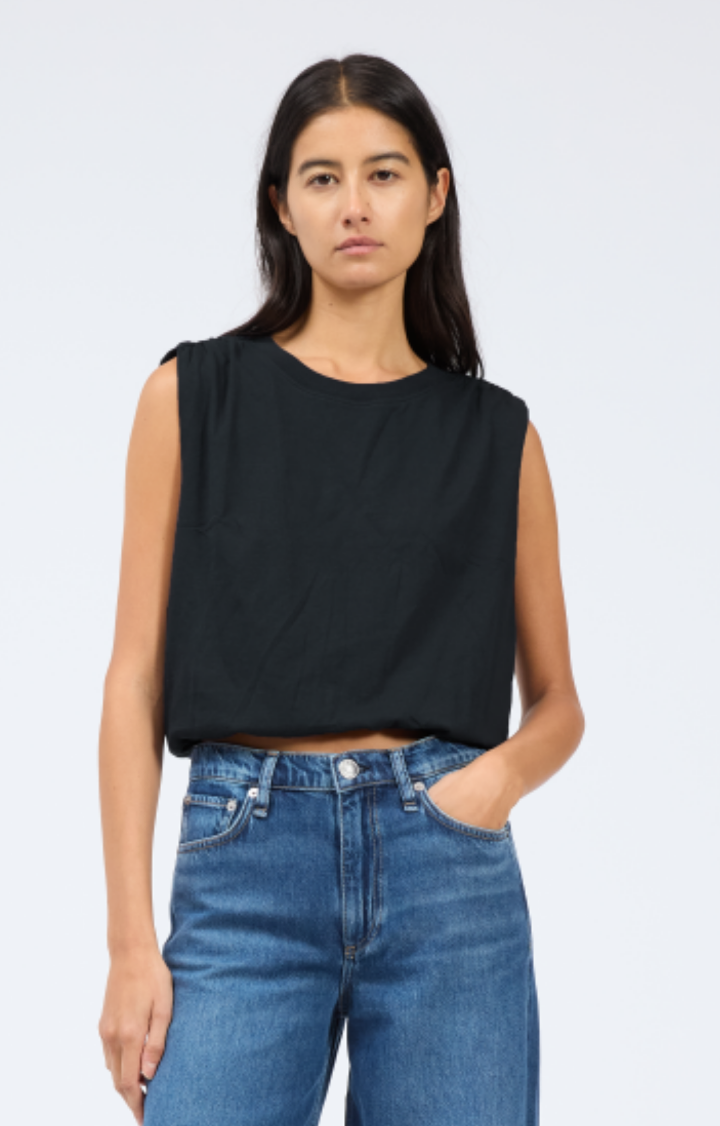 Black Bubble Hem Top