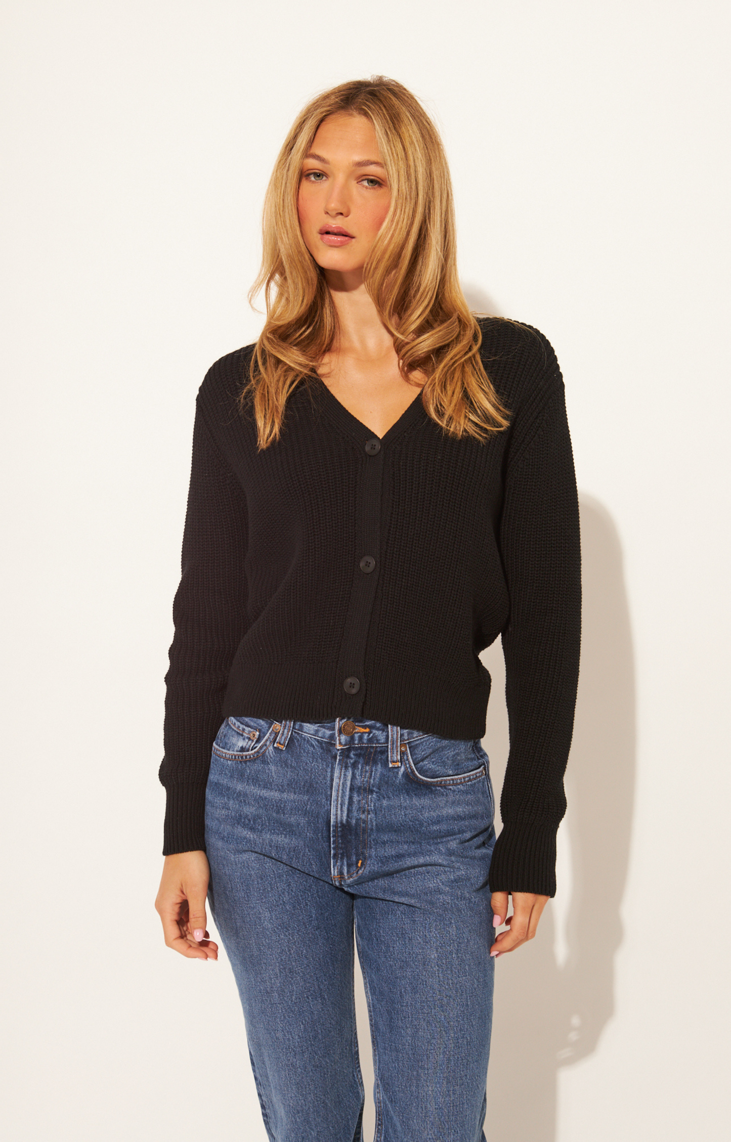 Black Button Front Cardigan