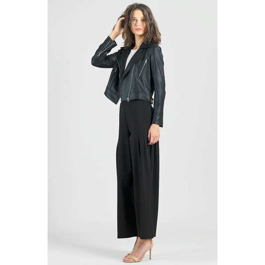 Black Cropped Liquid Leather Jacket