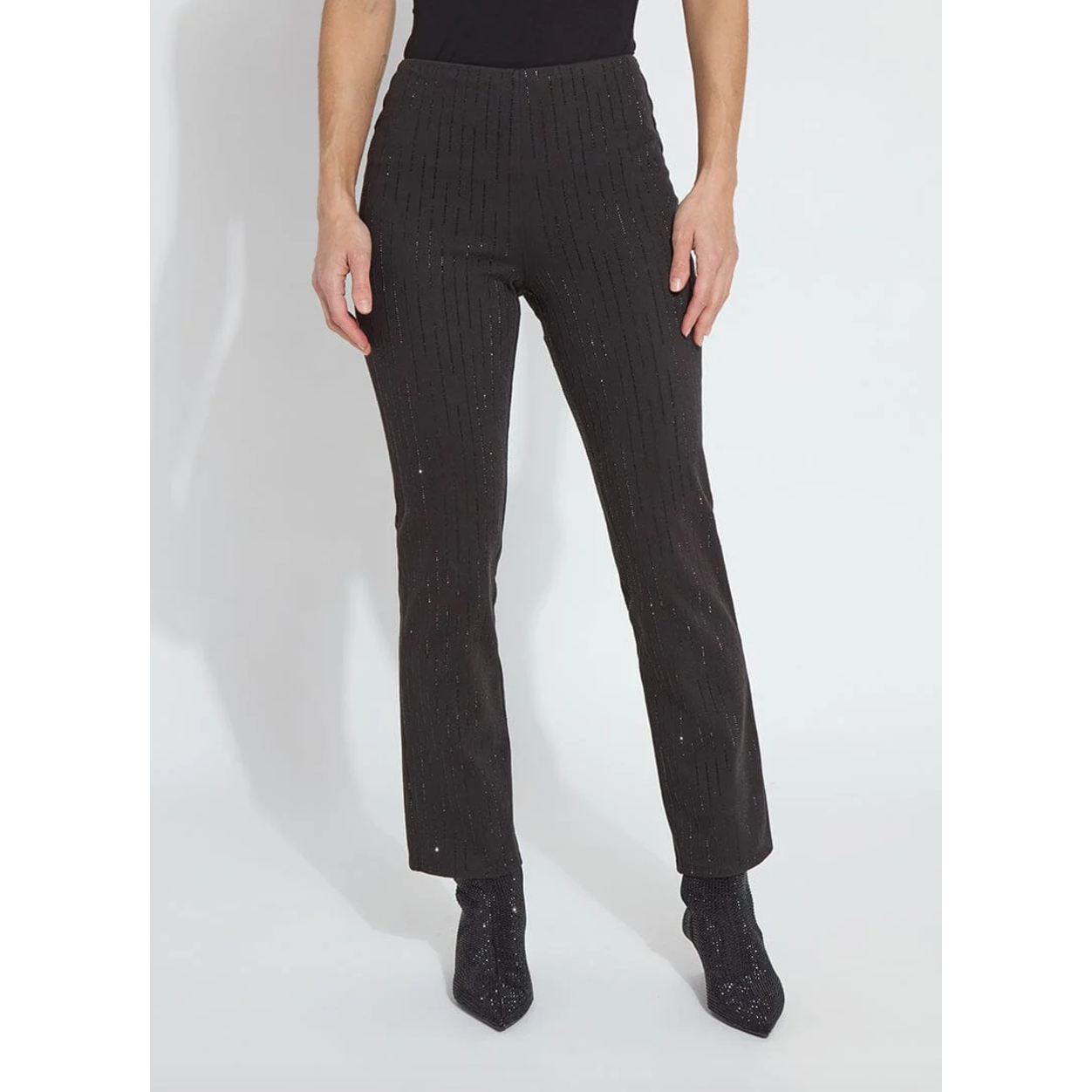 Black Crystal Pinstripe Denim Pants