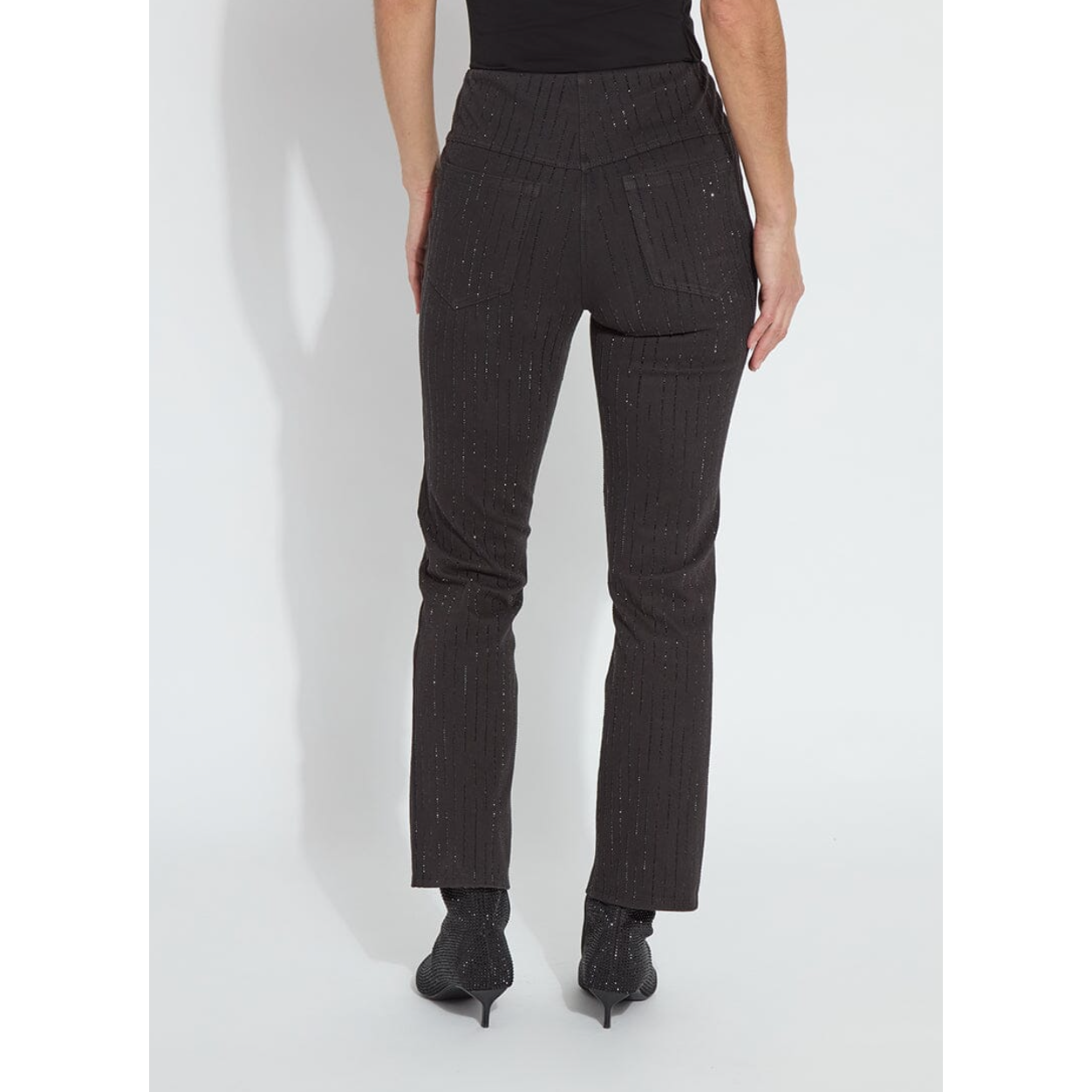 Black Crystal Pinstripe Denim Pants