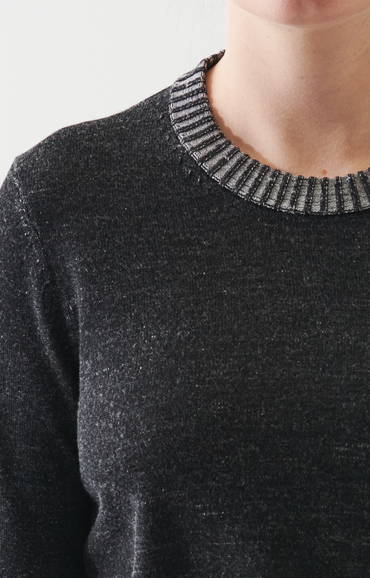 Black Fine Wool Vintage Wash Sweater