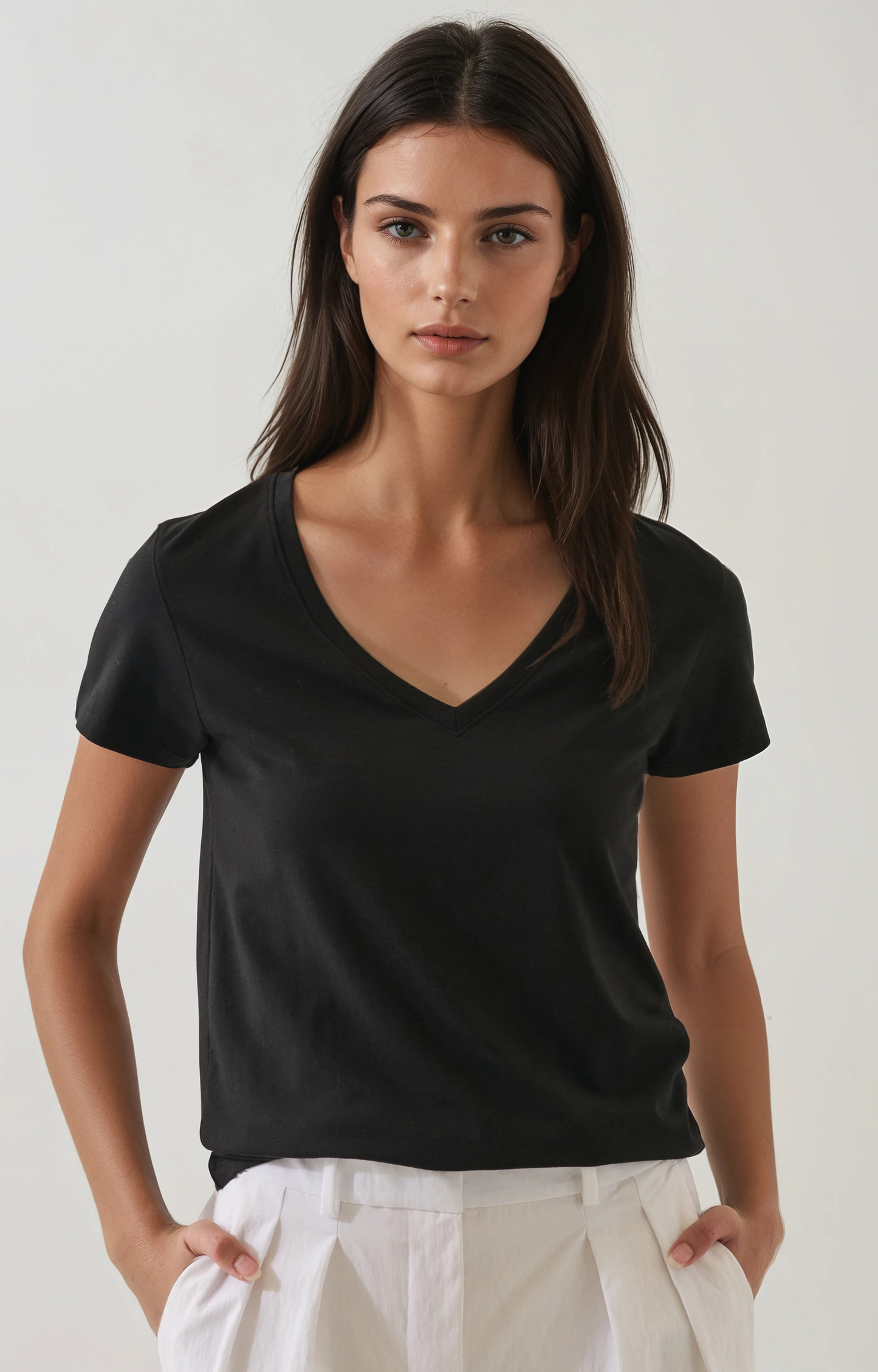 Black Fitted V-Neck T-Shirt
