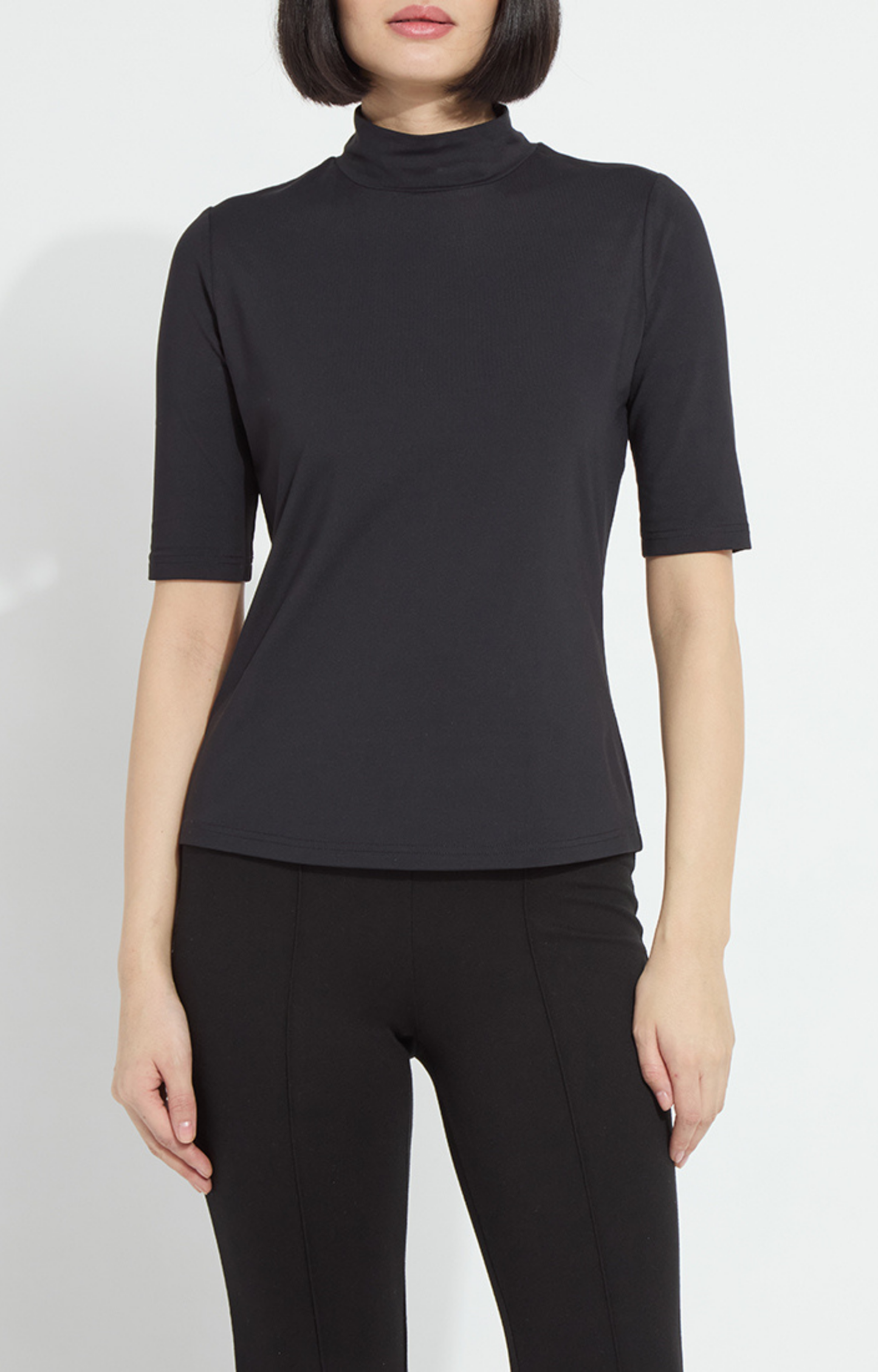 Black Mockneck Half Sleeve Top