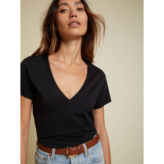 Black Organic Cotton V-Neck T-Shirt