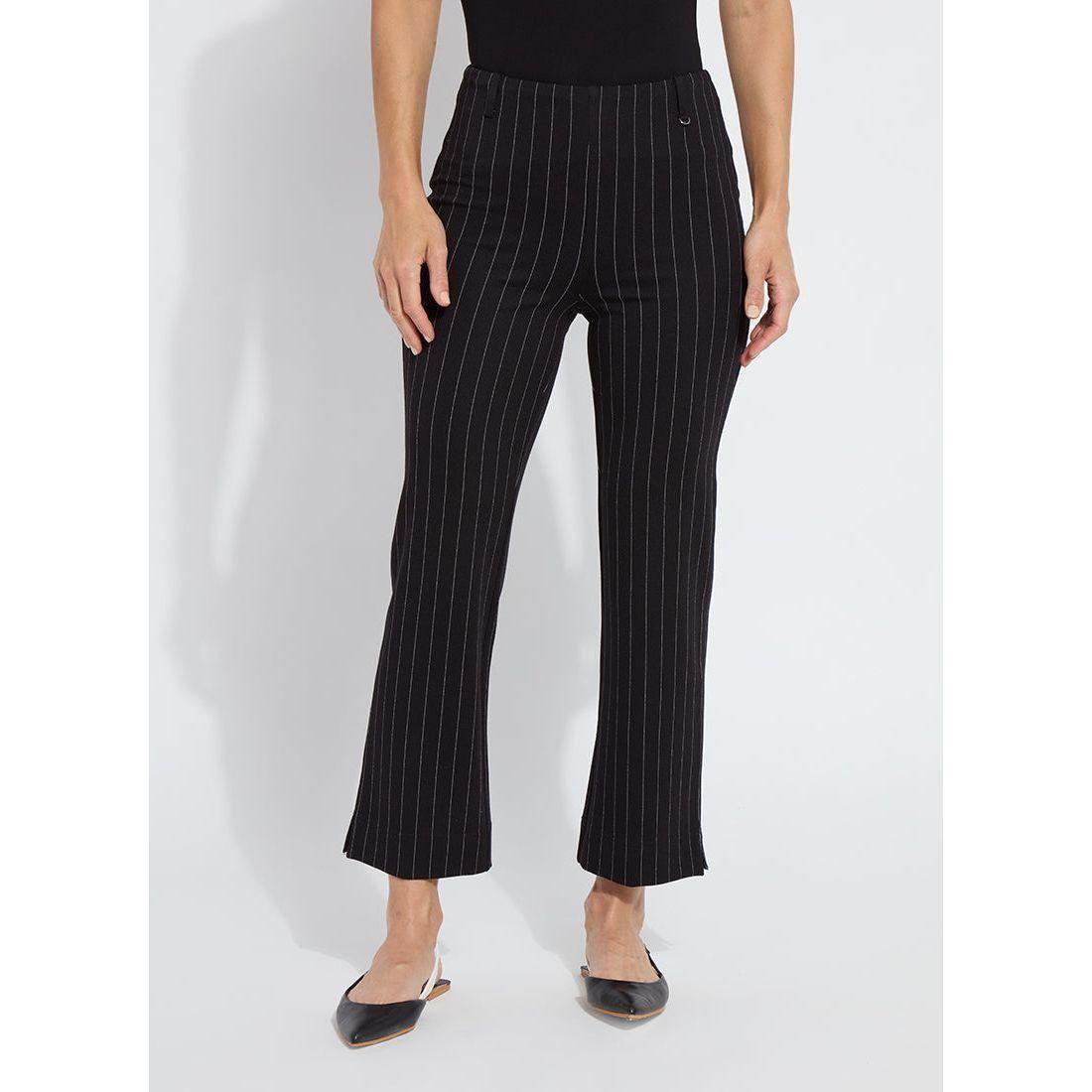 Black Pinstripe Cropped Flare Pant