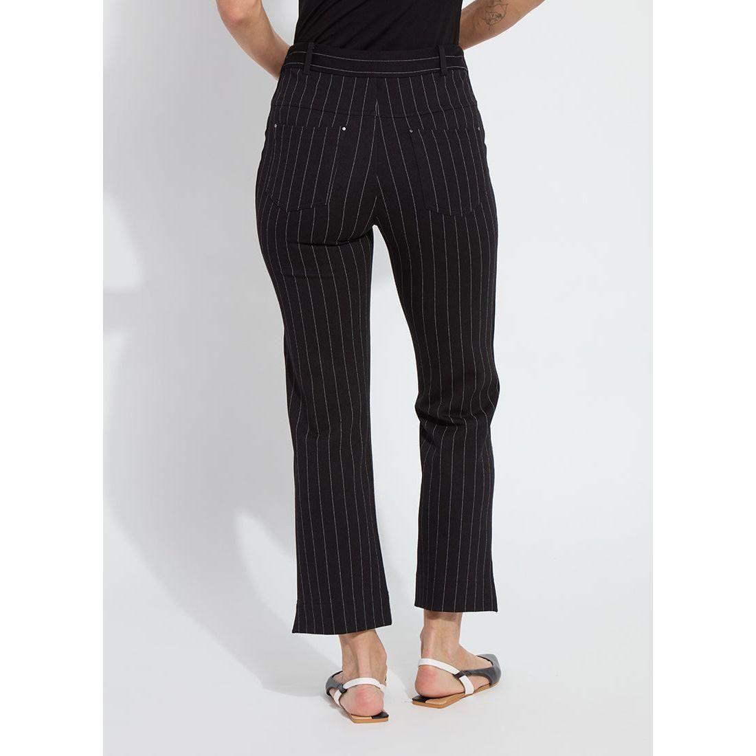 Black Pinstripe Cropped Flare Pant