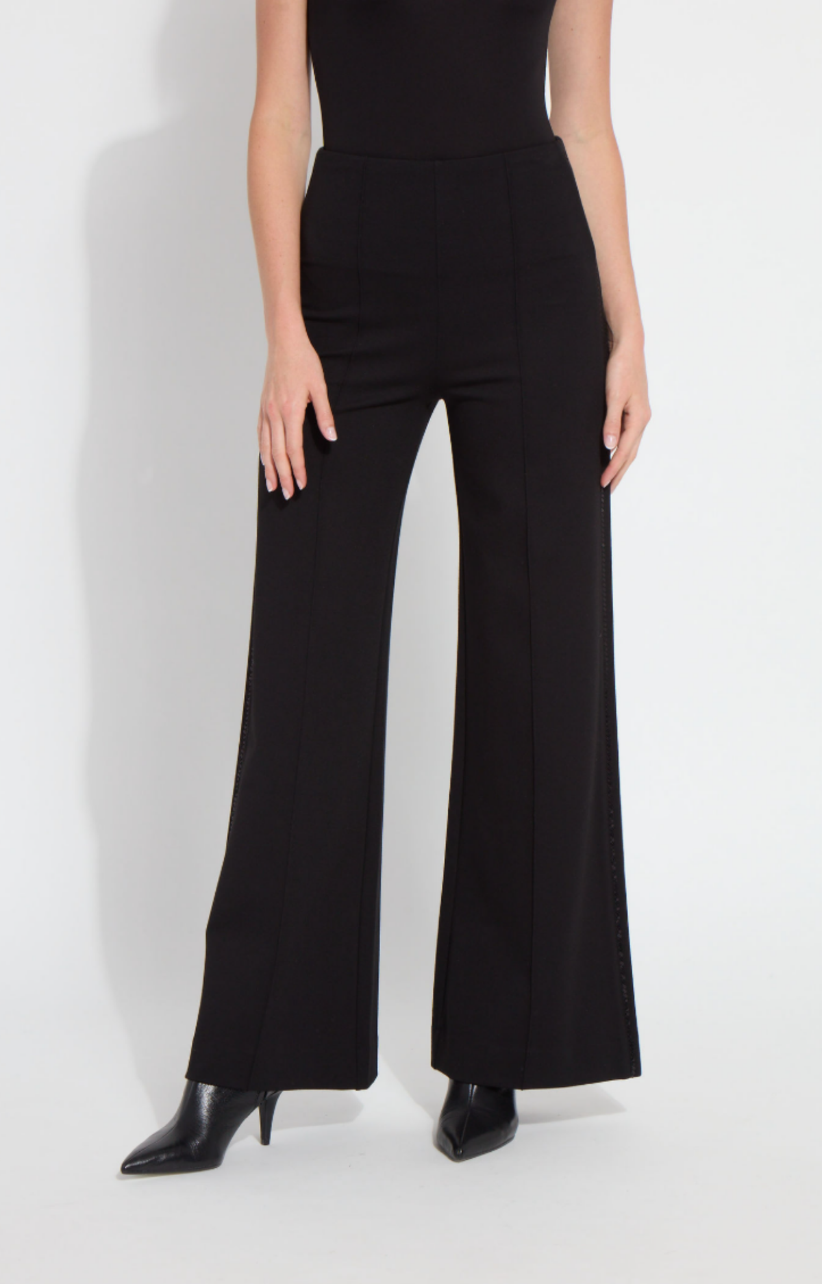 Black Pintuck Ponte Pants