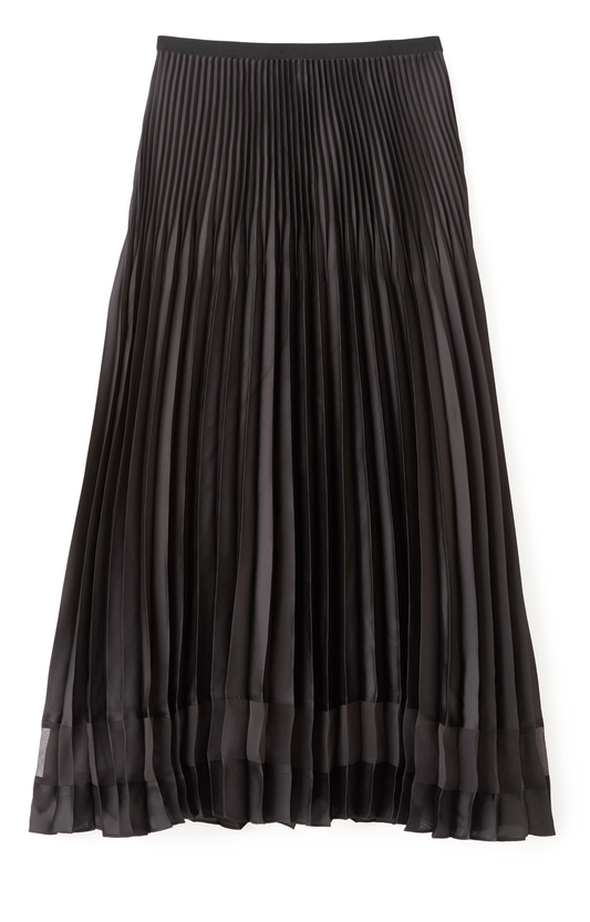 Black Pleated Midi Skirt