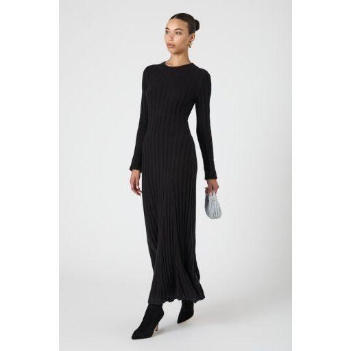 Black Ribbed Sweater Dress