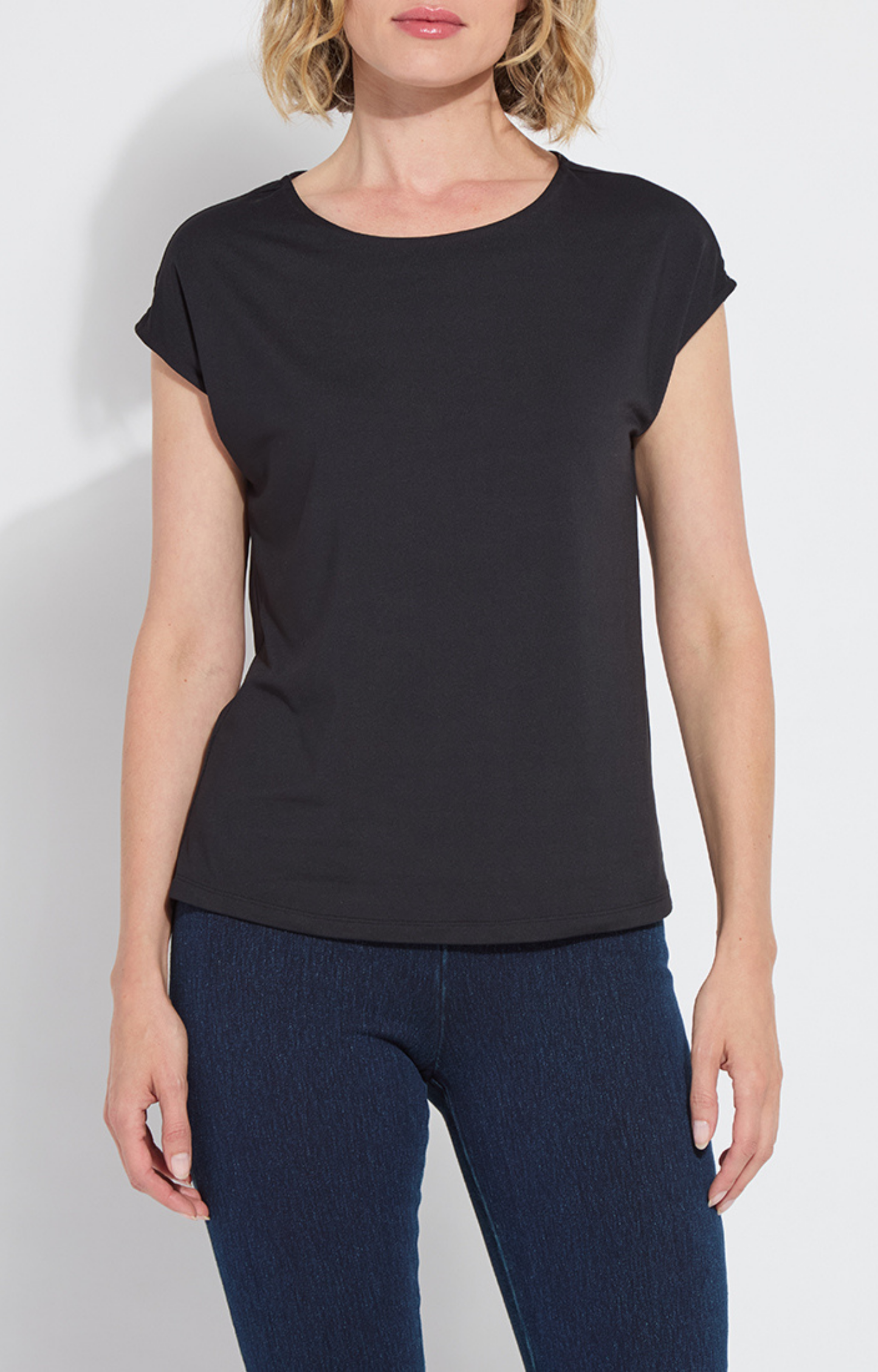 Black Scoop Neck Stretchy T-Shirt