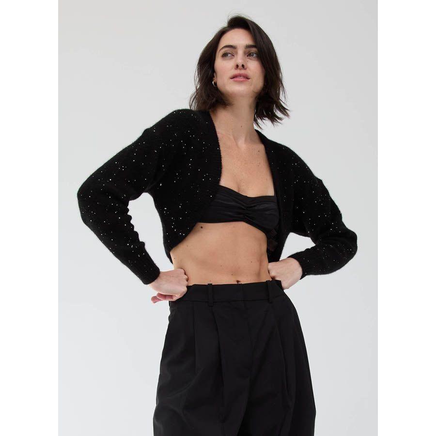 Black Sequin Cashmere Shrug