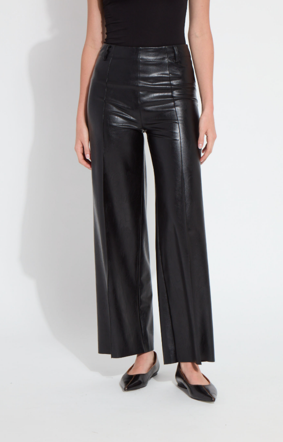 Black Shiny Leather Pants