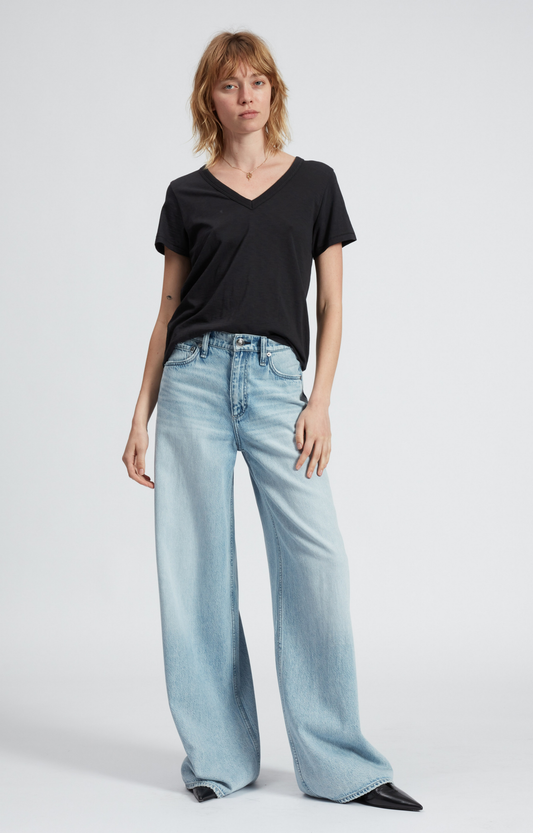 Black Slub V-Neck T-Shirt