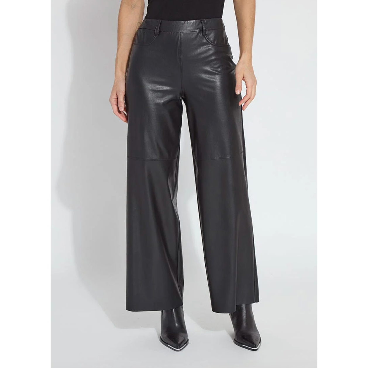 Black Vegan Leather Wide Leg Pants
