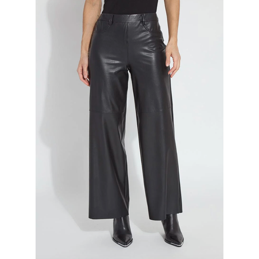 Black Vegan Leather Wide Leg Pants