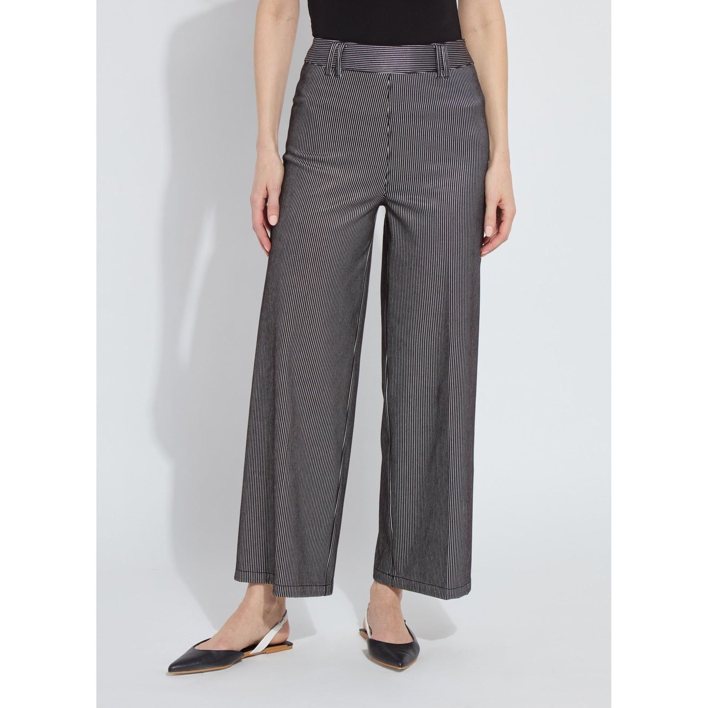 Black/Silver Stripe Wide Leg Pant