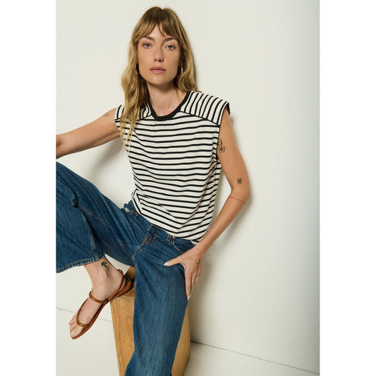 Black & White Striped Muscle Tank