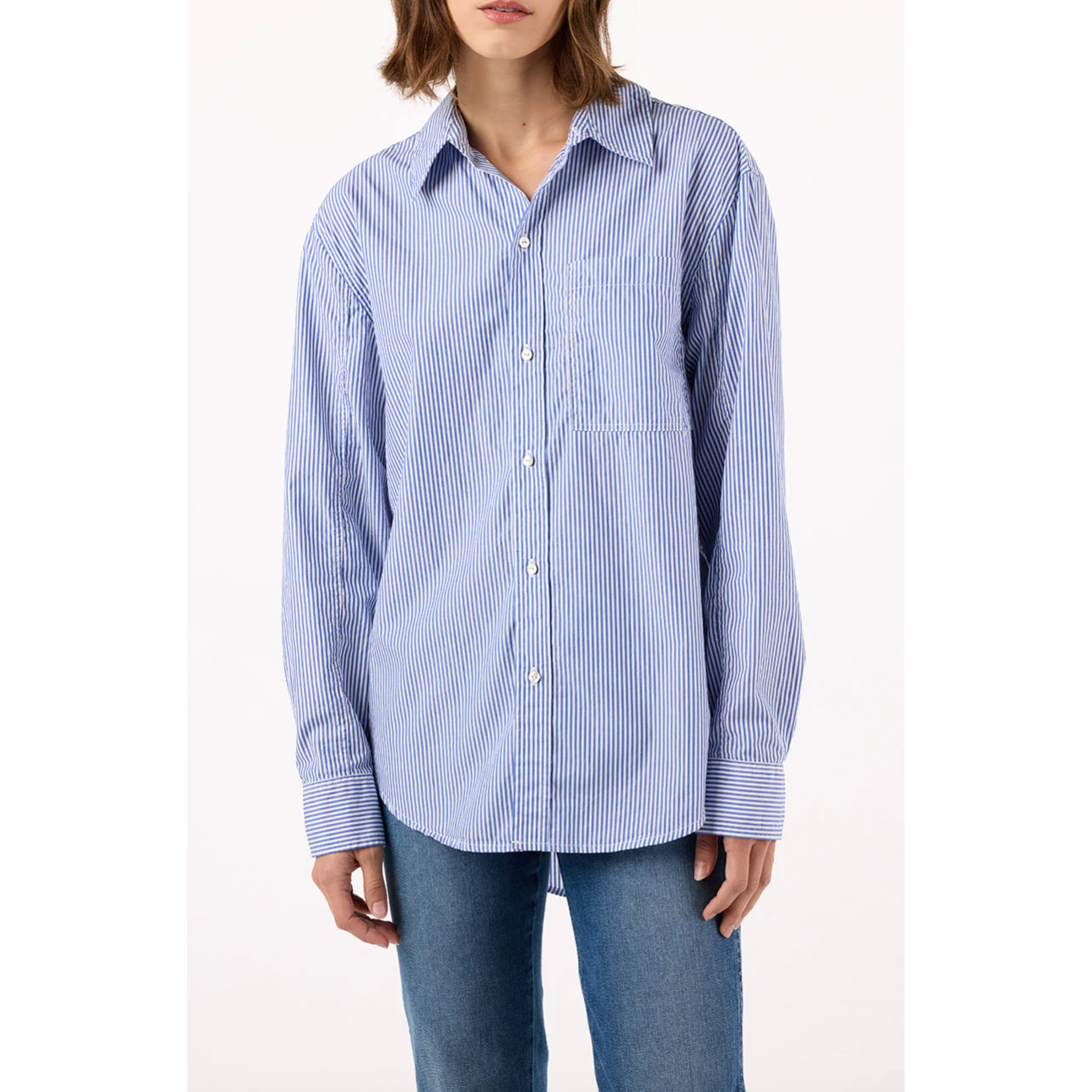Blue Striped Oversized Button Down