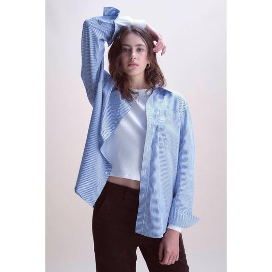 Blue Striped Oversized Button Down