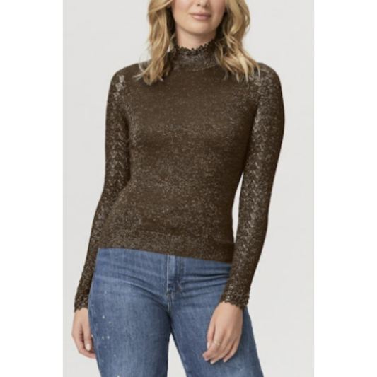 Bronze Sparkle Turtleneck Top