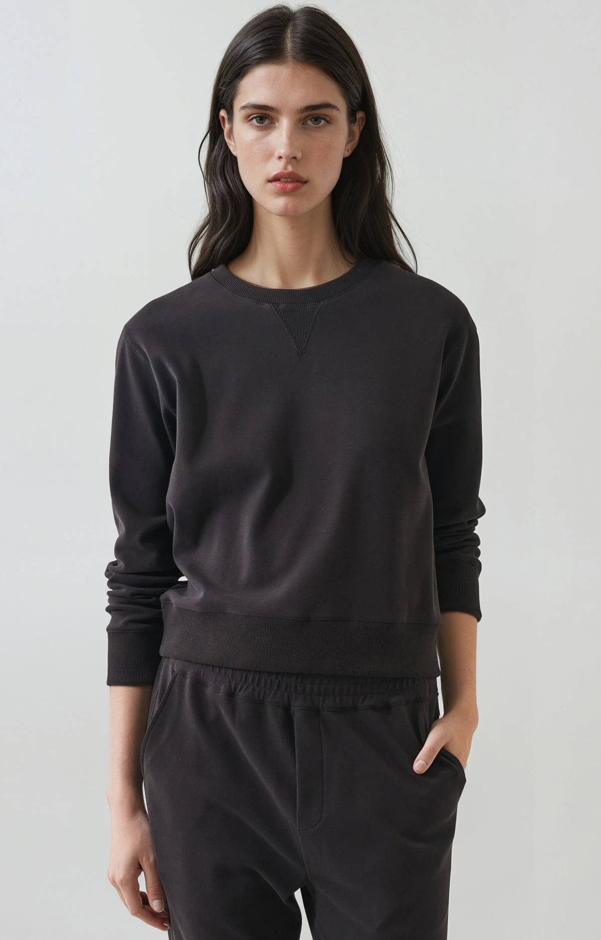 Brown Brushed Cropped Sweatshirt