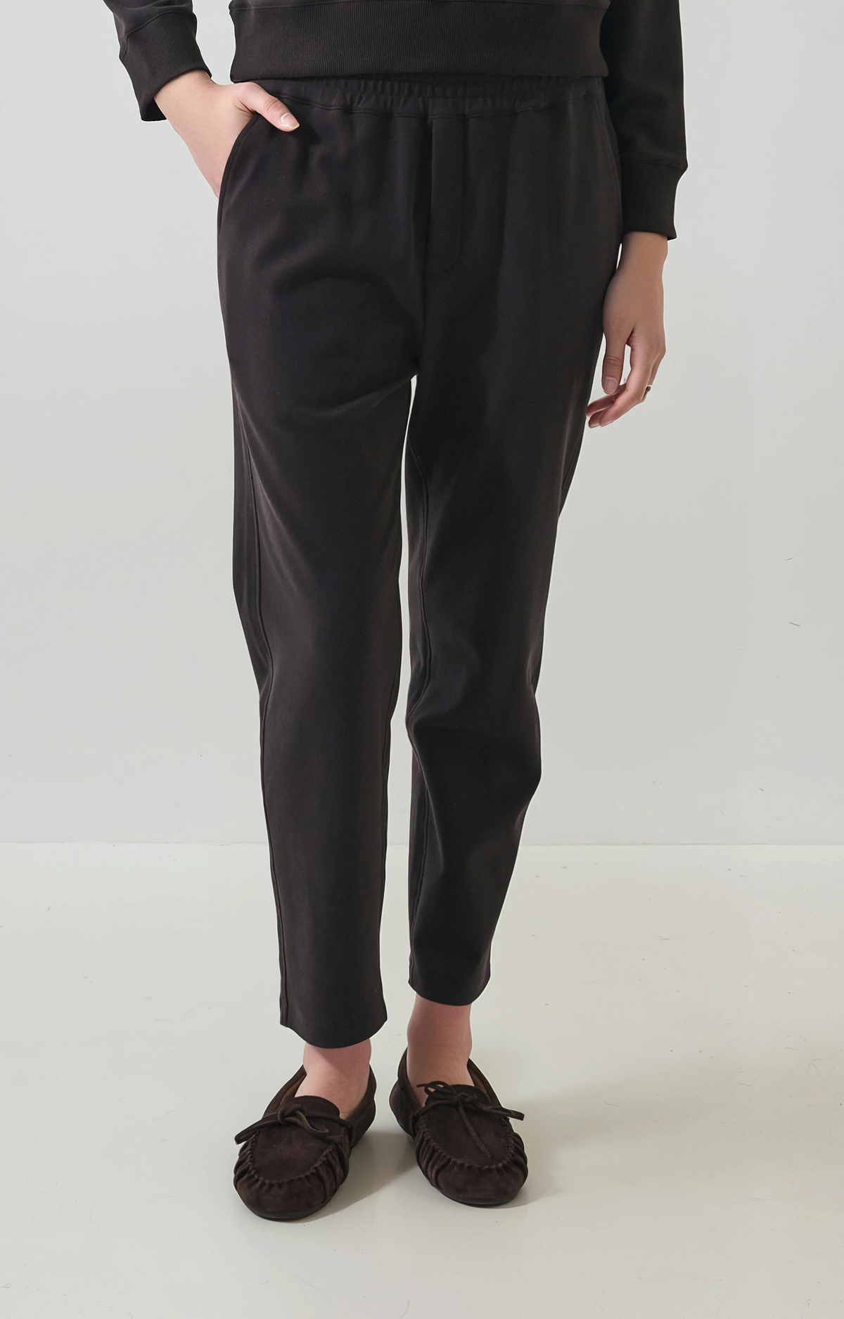 Brown Brushed Tapered Sweatpants