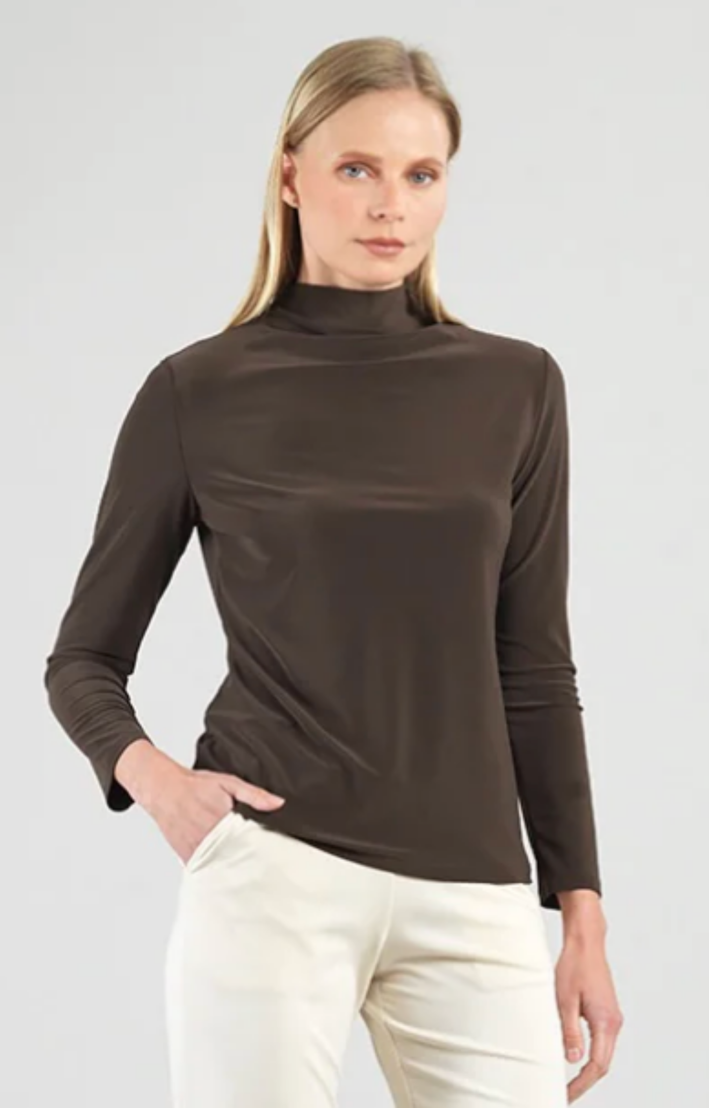 Brown Mock Neck Top