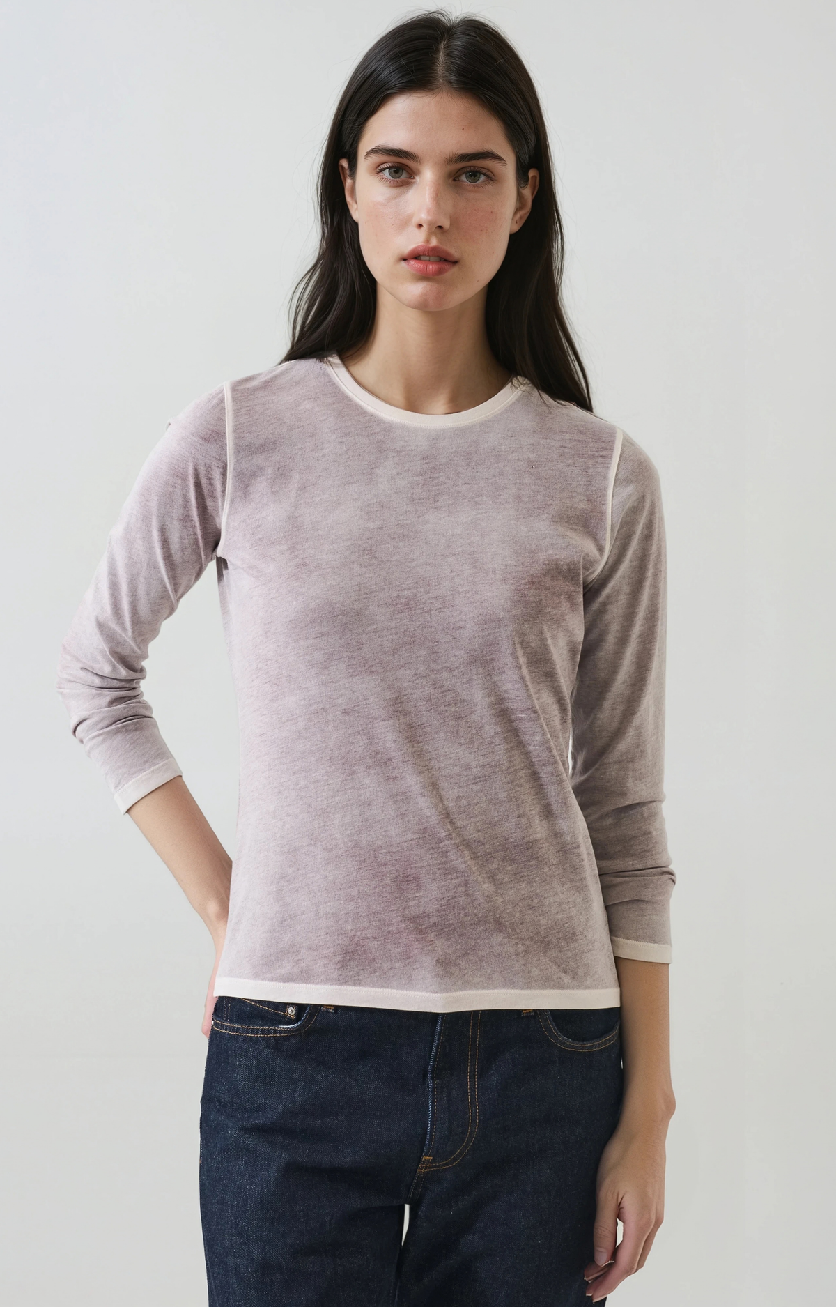 Brown Reverse Spray Long Sleeve T-Shirt