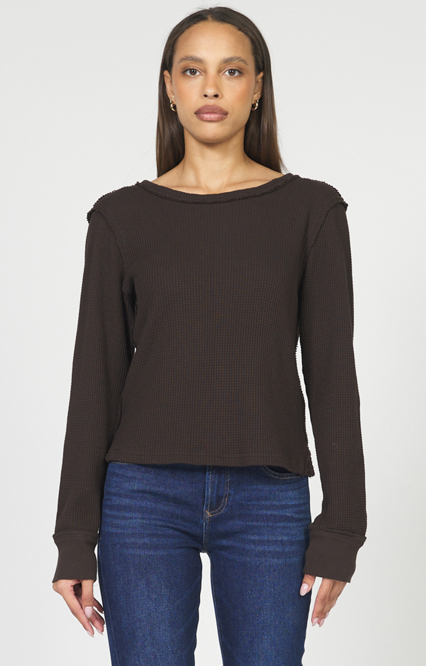 Brown Waffle Long Sleeve Shirt