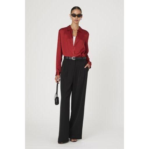 Burgundy Satin Button Down