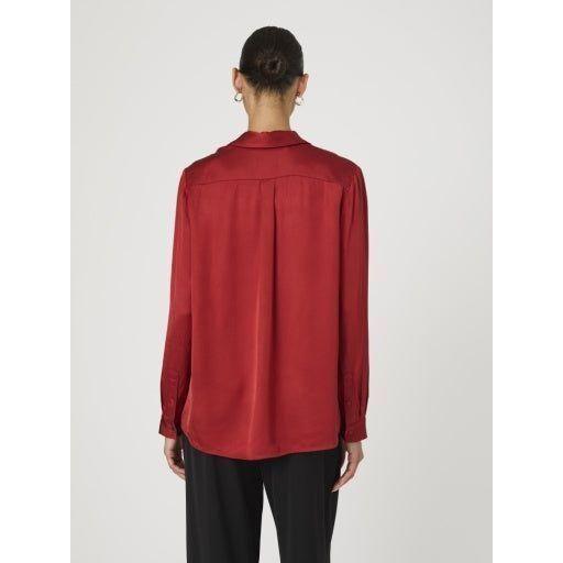 Burgundy Satin Button Down