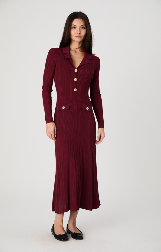 Cabernet Pleated Midi Dress