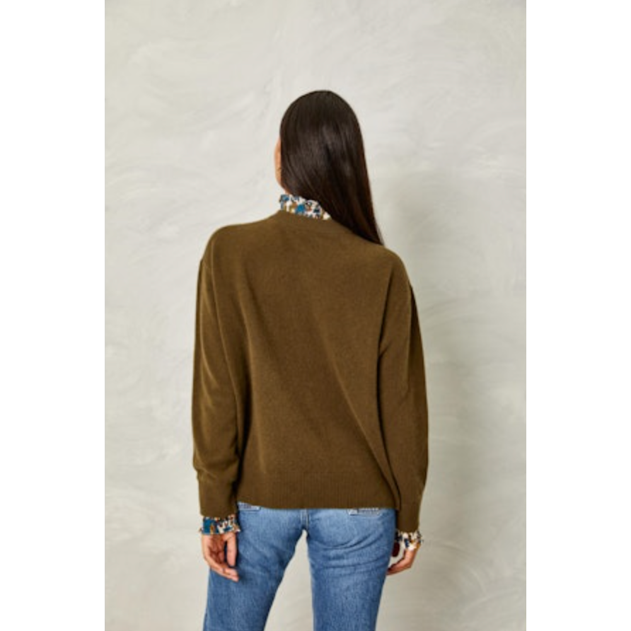 Olive Layered Cashmere Sweater
