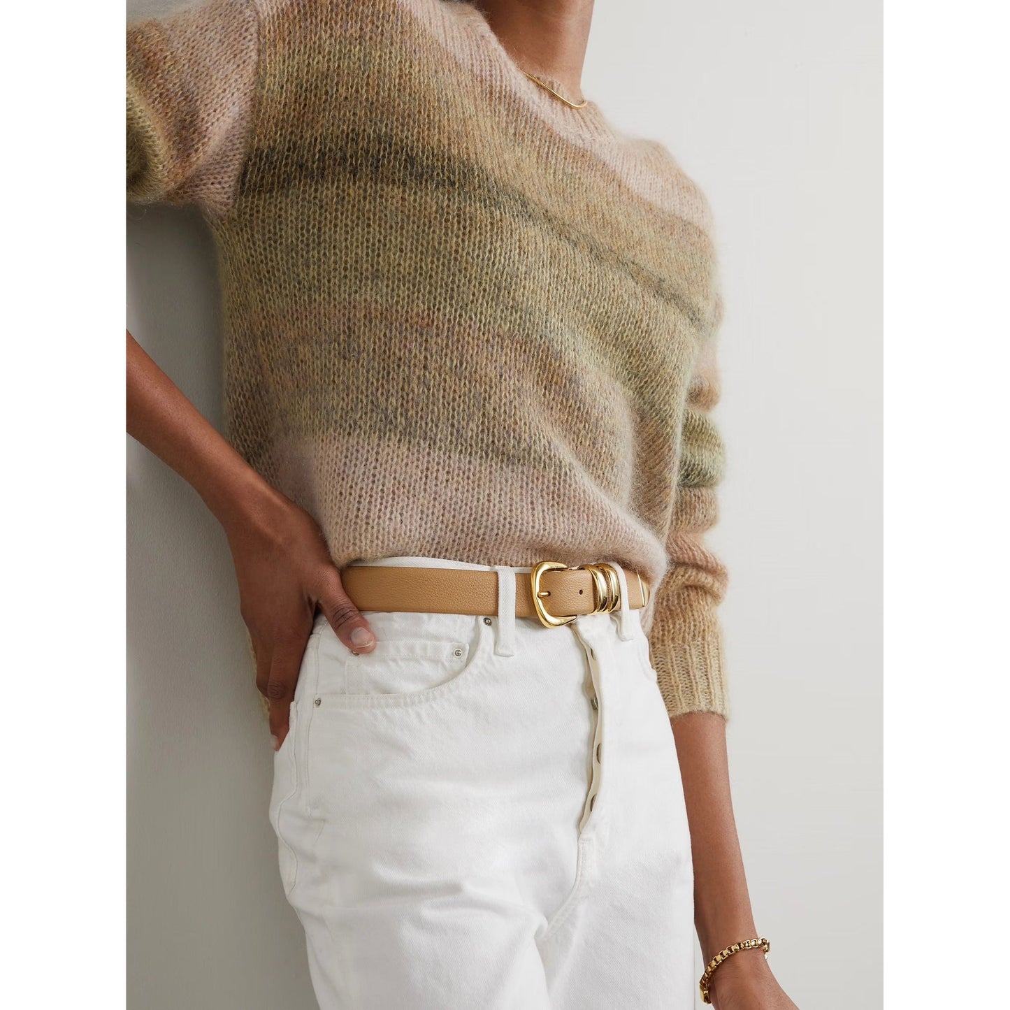 Camel Pebbled Leather Belt