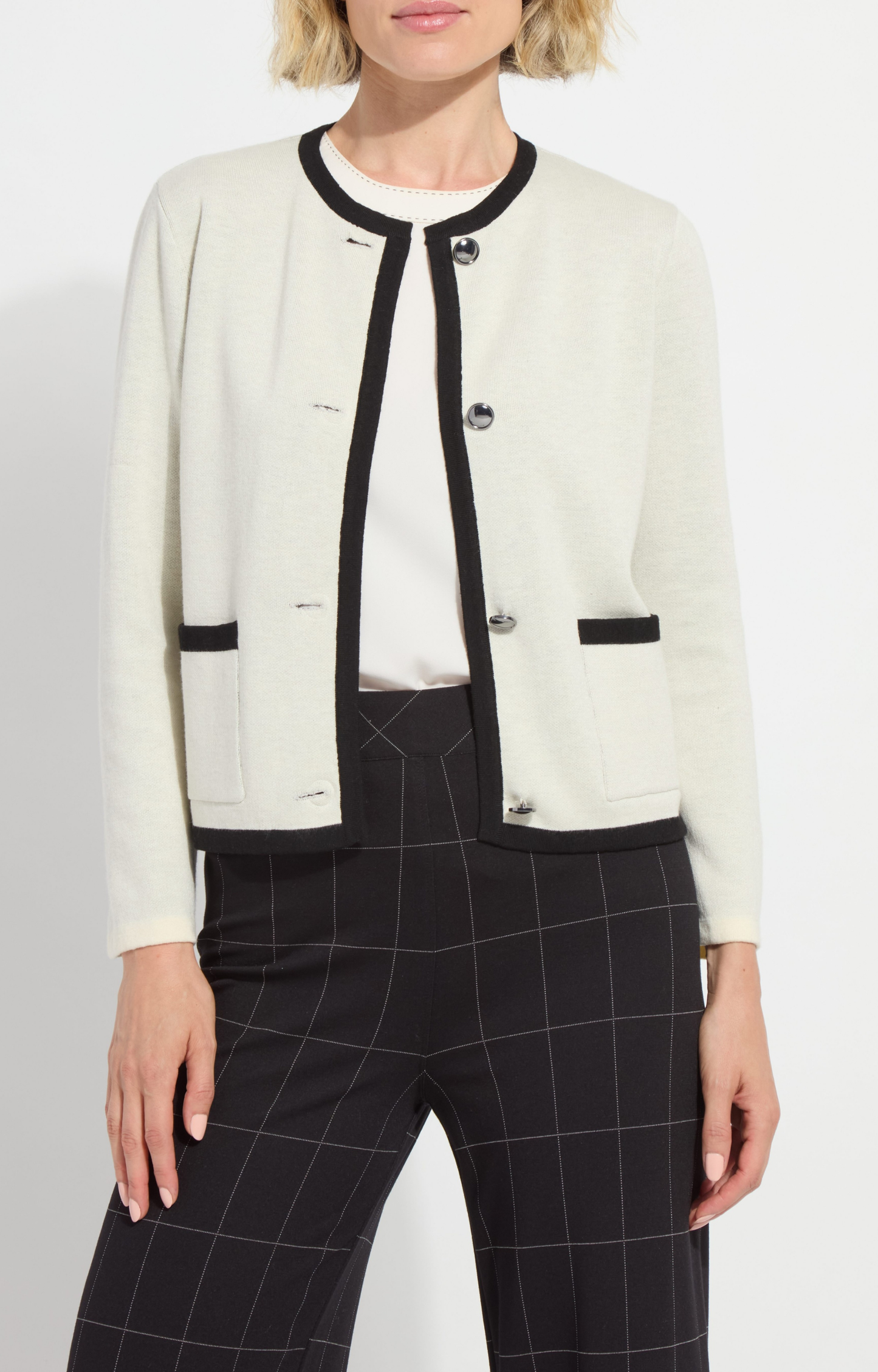 Chalk Silver Button Sweater