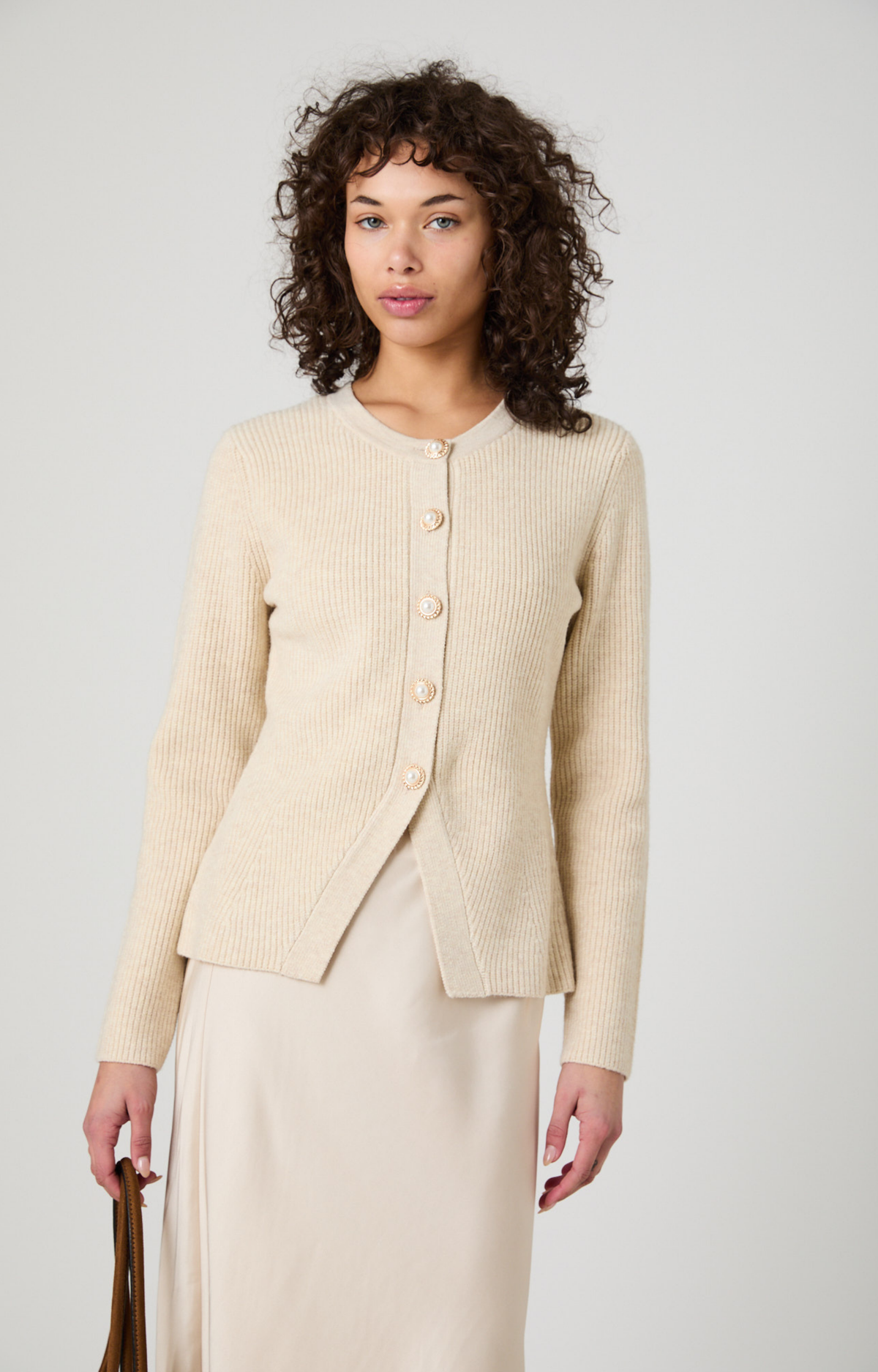 Champagne Pearl Button Sweater
