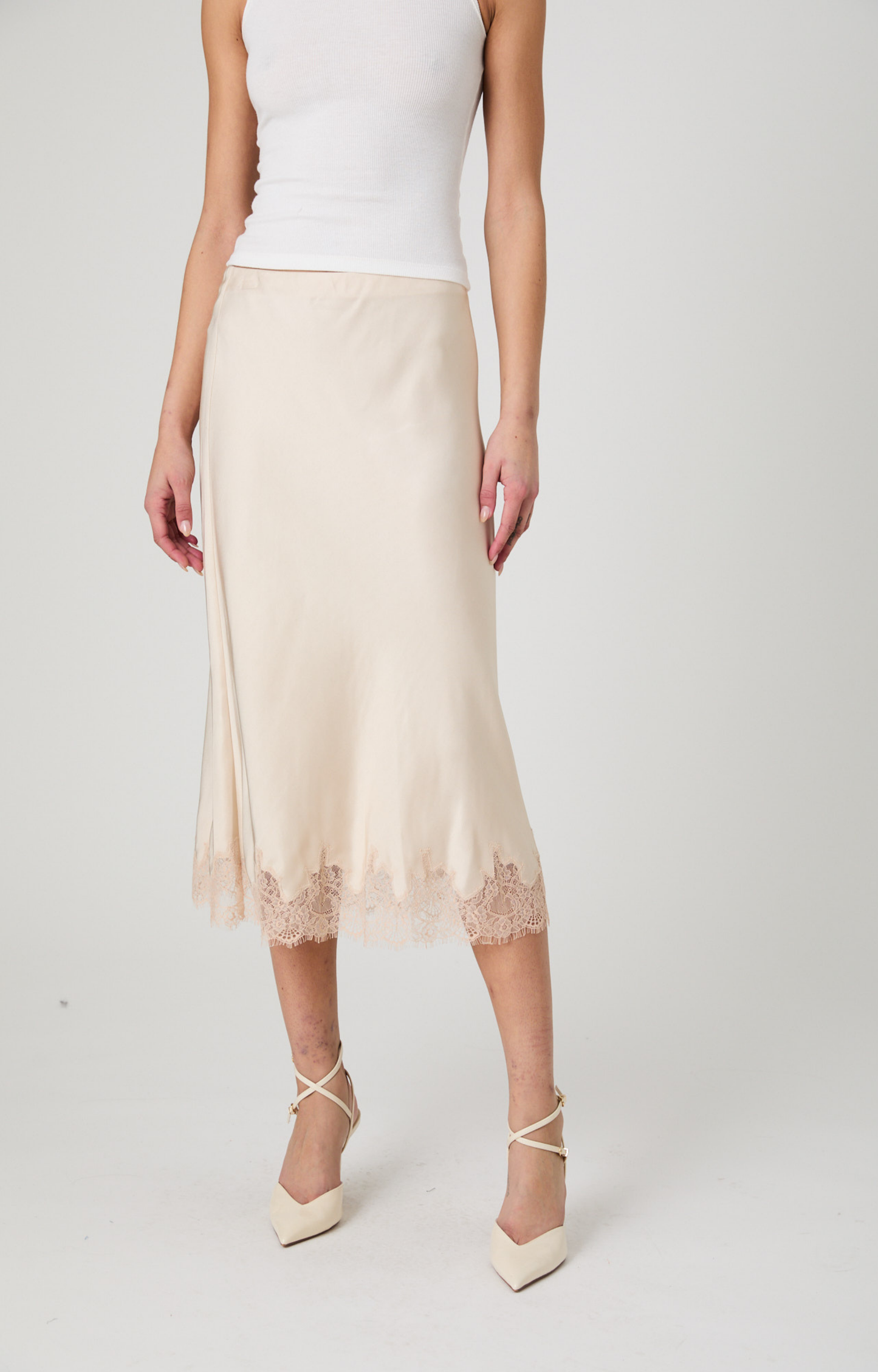 Champagne Satin Lace Skirt