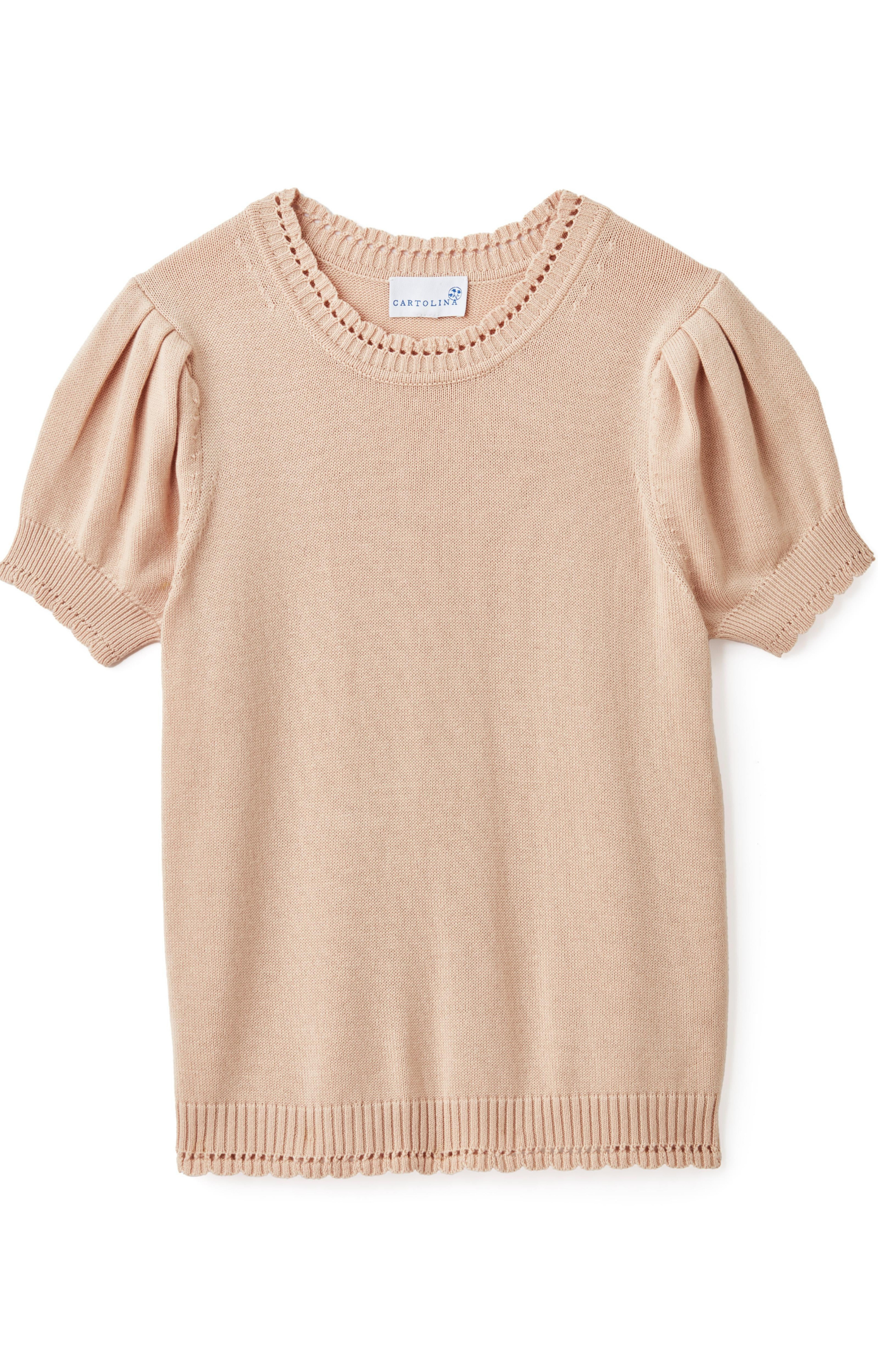 Champagne Scallop Knit Top