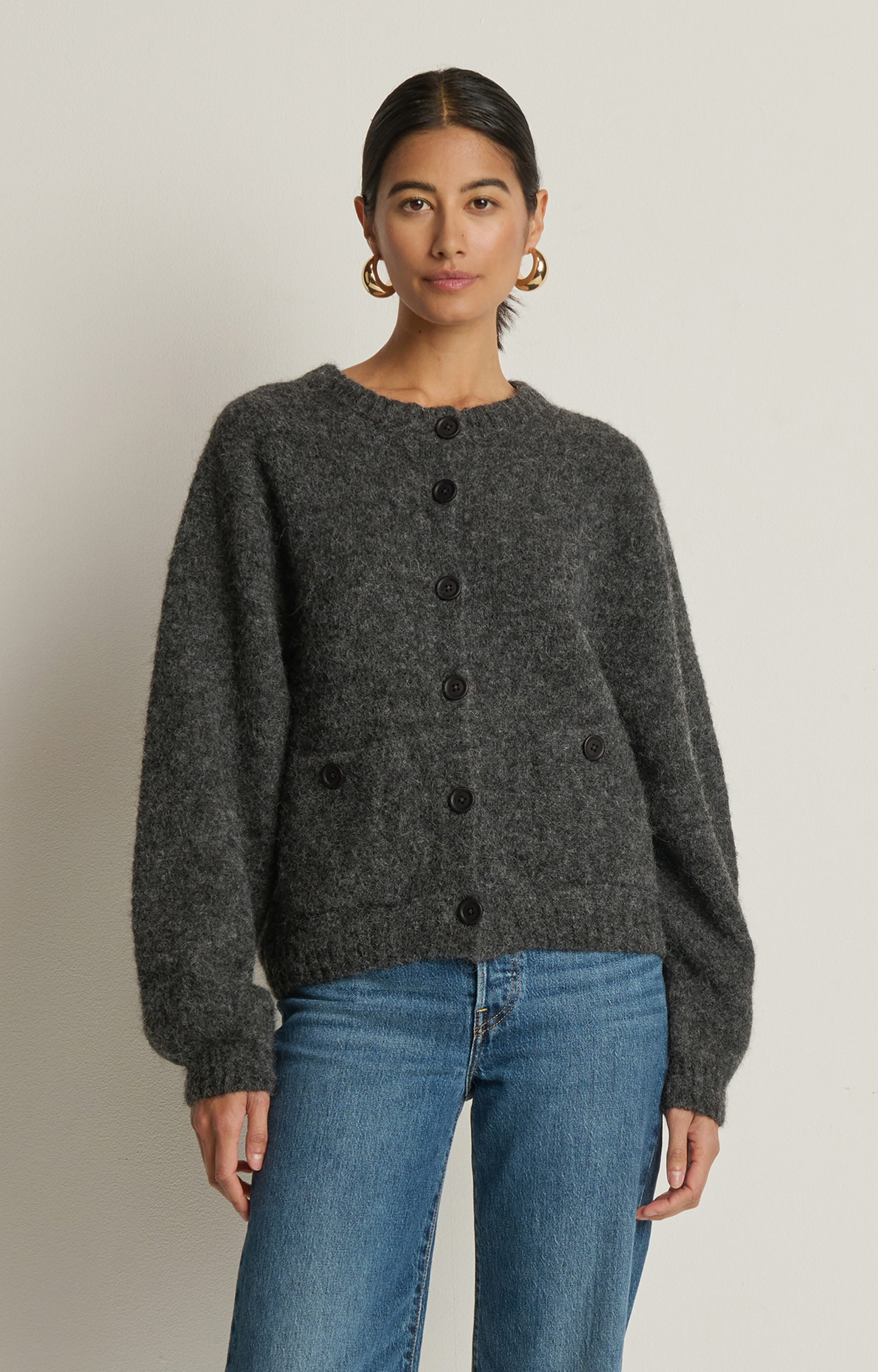 Charcoal Alpaca Blend Chunky Cardigan